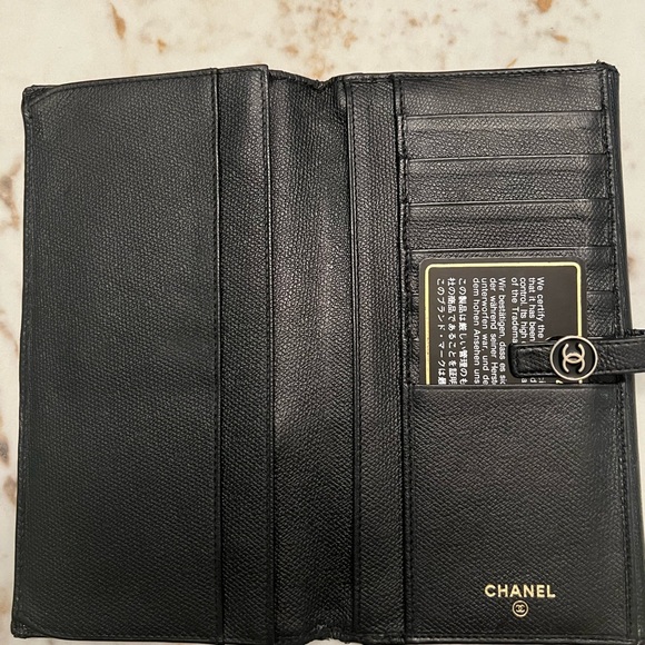 Preloved CHANEL Grained Calf Skin CoCo Button Long Wallet Purse - Black - Picture 4 of 11